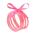 Set di cinque braccialetti rosa glitterati legati con un fiocco di seta - Set di braccialetti glitter rosa acceso con fiocco (30036)