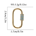 Detail showing dimensions of a 1.2 inch gold-plated oval screw clasp with blue crystal inlay - Gold Oval Blue Stone Style (DBN007-5)