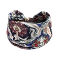 Elastisches Boho-Yoga-Stirnband mit dunkelblauem Paisley- und Blumenmuster für Damen - Dunkelblau Rot Beige Paisleymuster (#85)