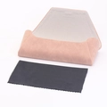 Pink foldable triangle sunglass case with soft gray lining and black cleaning cloth - Pink Foldable Case