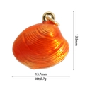 Macro detail of orange shell dolphin pendant with gold bail and exact dimensions shown - Small Orange Shell
