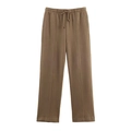 Conjunto de chándal de punto suave marrón con pantalones de pierna ancha y sudadera con capucha - S / Pantalón Camello