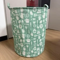 Large grass green canvas laundry basket with white kitchen print and sturdy handles - Tableware