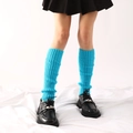 Neon blue knitted leg warmers for women with ribbed texture for winter party style - One Size / Dark Lake Blue