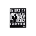 Square black enamel pin featuring white MLK quote Injustice Anywhere Is A Threat To Justice - Black Base MLK Quote Style (QHXZ1219)