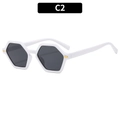 Lunettes de soleil hexagonales rétro à monture blanche et détails métalliques dorés - Monture Blanche Verres Gris