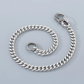 Silver Cuban link pant chain with dragon head clasp and metallic luster finish - Wolf Head Buckle / 40CM