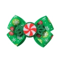 Pince à cheveux nœud vert pailleté de Noël avec motifs flocons et bonbons - Style Bonbon Imprimé Vert