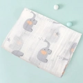 Double-layer cotton muslin swaddle blanket featuring grey elephant and star prints - Elephant Pattern