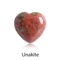 Polished heart-shaped Unakite stone with natural pink and green mineral patterns - Unakite
