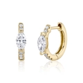 Macro shot of 14K gold marquise diamond earrings with luxury side stone detailing - Marquise Shape-Gold