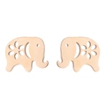 Macro view of rose gold elephant stud earrings featuring intricate hollow floral patterns - 278 Elephant / Rose Gold