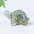 Green crystal turtle figurine with gold foil flakes for desk decoration ornaments - 17 Aventurine + Gold Foil