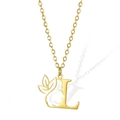 Artistic golden pendant necklace featuring letter L combined with a female silhouette - Letter L