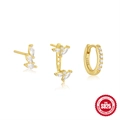 Minimalist 925 sterling silver gold plated earring set with marquise cut zircons - Gold #5