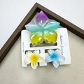 Rainbow gradient floral hair claw set with one large and two small resin clips - Rainbow-patterned Five-petaled Flower + Frangipani Flower Set #4 (includes Card)