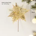 30cm künstliche Weihnachtsstern-Blume in Gold mit Glitzer für Weihnachtsbaum Deko - Groß / Gold