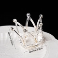 Silver mini crown cake topper with sparkling rhinestones, 3.4cm tall by 3.2cm wide - Alloy Mini Crown Silver