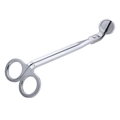 Polished silver stainless steel candle wick trimmer with ergonomic round handle design - Chrome Plated Wick Trimmer / Silver