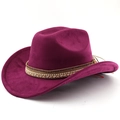 Detail of purple western cowboy hat with decorative pearl, rhinestone and woven band - M (56-58cm) / Burgundy