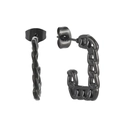 Minimalist black C-shaped chain link earrings with polished finish for women - Black (KE104070-LM)