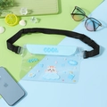 Sky blue large PVC waterproof waist bag with transparent front and adjustable strap - Cat