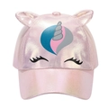 Rosa glänzende Einhorn Baseballkappe für Mädchen mit 3D Ohren und Wimperndruck - Glänzendes Einhorn - Rosa