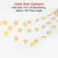 Gold glitter star garland for party decoration with 33 stars across a 4-meter string - 4 Meters / Gold Star