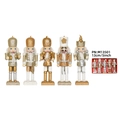 Set of 5 gold and silver nutcracker figures in 13cm size for Christmas tree decor - 5-Piece Set (Gold/White/Silver)-13CM