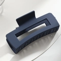 Navy blue rectangular matte hair claw clip for elegant women styling in minimalist design - 10.5cm Royal Blue