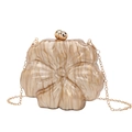 Clutch da sera floreale in acrilico con trama marmo champagne e catena dorata - Oro