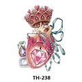 Waterproof tattoo sticker TH-238 featuring a crowned heart with pink gems and blue beads - Th-238 / 210*148mm