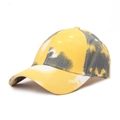 Tie-dye baseball cap featuring yellow, grey, and white cotton twill patterns - Adjustable / 10# Yellow and Black Tie-dye