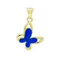 Micro-set butterfly charm with royal blue enamel and zircon detail for DIY jewelry - Sapphire Blue