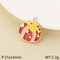 Roter Tomaten-Emaille-Anhänger mit Goldrand für DIY-Schmuckherstellung, 15x14mm - Geschenk Tomate (KLJ10443-ZLA)