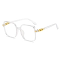 Occhiali quadrati trasparenti oversize con eleganti accenti decorativi in metallo dorato - Montatura Trasparente