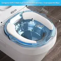 Transparent blue sitz bath for toilet with white thickened cushion for postpartum care - Transparent Blue (With Cushion)
