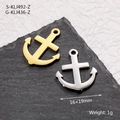 Polished stainless steel anchor charms in gold and silver, size 16x19mm for DIY jewelry - Style 5 (S-KLJ492-Z) / Steel