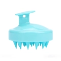 Cepillo de silicona azul claro para masaje del cuero cabelludo con mango ergonómico suave - Verde Sólido