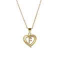 18k gold plated heart necklace with F initial pendant and tiny clear crystals - Necklace F