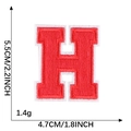 Red varsity letter H embroidered patch with white border for clothing and bags DIY - Letter H / Red