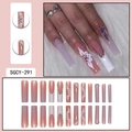 Pink and purple press-on nails with 3D floral designs, rhinestones and glitter finish - SGCY-291 / Glue Type