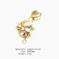 Golden moon and heart pendant necklace in copper with clear zircon stones, size 23*37mm - Moon Heart Pendant (Style 7)