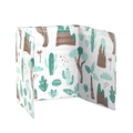 Foldable aluminum kitchen oil splatter guard with cactus and desert landscape print - Green Cactus / White