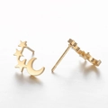 Minimalist gold star and moon stud earrings in stainless steel with a polished finish - Star and Moon Curve Style (449) / Gold