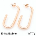 Pendientes geométricos en forma de U de acero inoxidable con acabado oro rosa - 41x16x3mm / Oro rosa