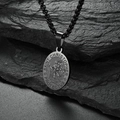 Saint Christopher pendant necklace in gunmetal black stainless steel on a box chain - Box Chain Necklace / Black