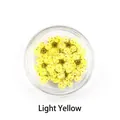 Macro view of 20pcs light yellow dried flower petals for nail art in a round container - 20 Pcs Pack / Light Yellow