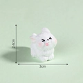 Miniature white cartoon dog figurine with pink cheeks and 2.4cm by 3cm size markings - White Looking Up