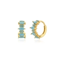 S925 silver needle hoop earrings with turquoise stones in elegant gold finish - Vintage Turquoise Gold Hoop